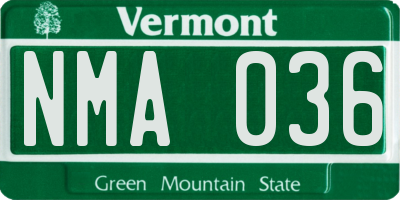 VT license plate NMA036