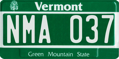 VT license plate NMA037