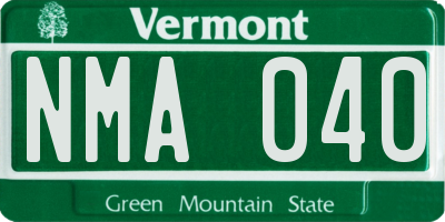 VT license plate NMA040