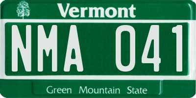 VT license plate NMA041