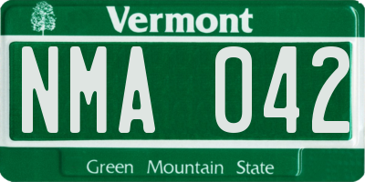 VT license plate NMA042