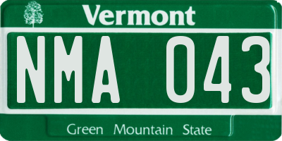 VT license plate NMA043