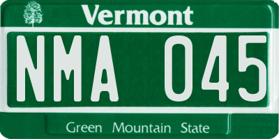 VT license plate NMA045