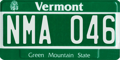 VT license plate NMA046