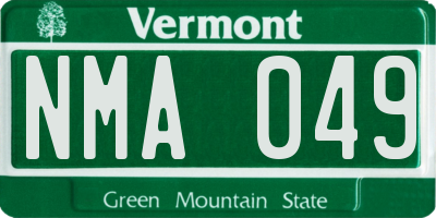 VT license plate NMA049