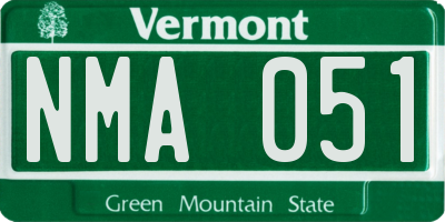 VT license plate NMA051
