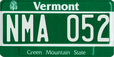 VT license plate NMA052