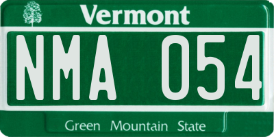 VT license plate NMA054