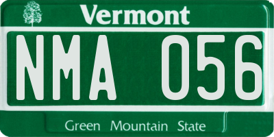 VT license plate NMA056