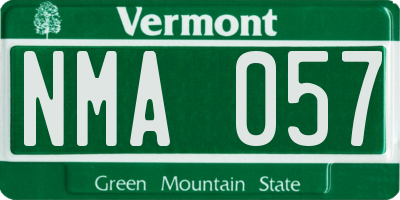VT license plate NMA057