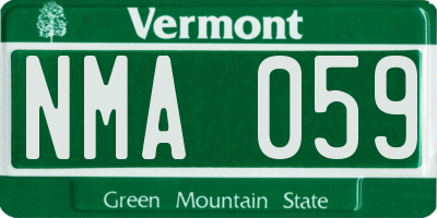 VT license plate NMA059
