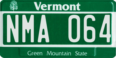 VT license plate NMA064