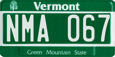 VT license plate NMA067