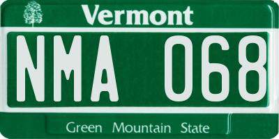 VT license plate NMA068