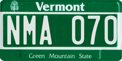 VT license plate NMA070