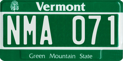 VT license plate NMA071