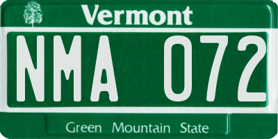 VT license plate NMA072