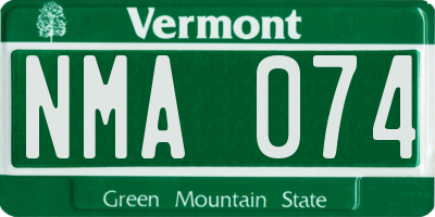 VT license plate NMA074