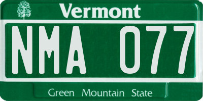 VT license plate NMA077