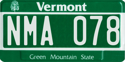 VT license plate NMA078