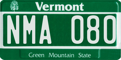 VT license plate NMA080