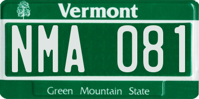 VT license plate NMA081