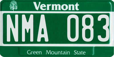 VT license plate NMA083