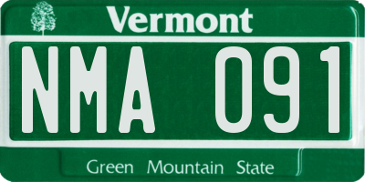VT license plate NMA091