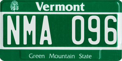 VT license plate NMA096