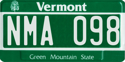VT license plate NMA098