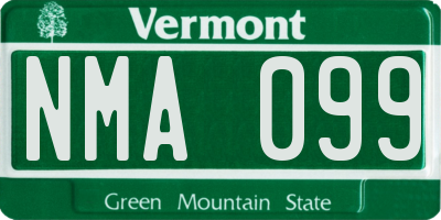 VT license plate NMA099