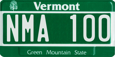 VT license plate NMA100