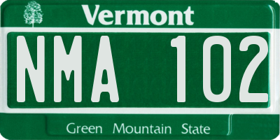 VT license plate NMA102
