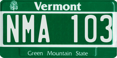 VT license plate NMA103