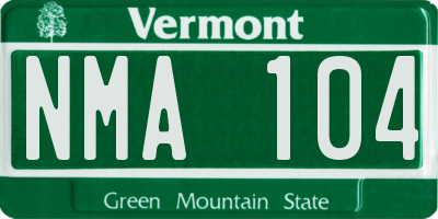VT license plate NMA104
