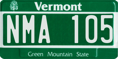 VT license plate NMA105
