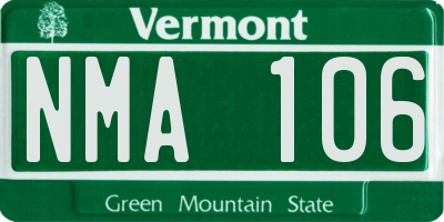 VT license plate NMA106