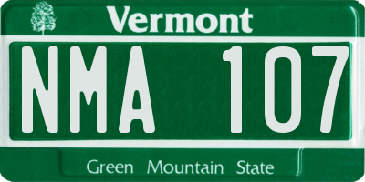VT license plate NMA107