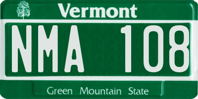 VT license plate NMA108