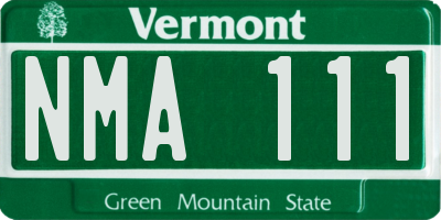 VT license plate NMA111