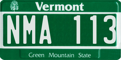 VT license plate NMA113