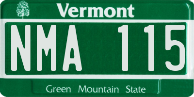 VT license plate NMA115