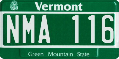 VT license plate NMA116