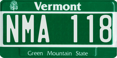 VT license plate NMA118