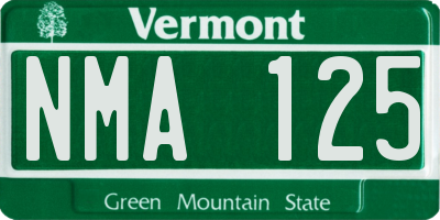 VT license plate NMA125