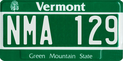 VT license plate NMA129