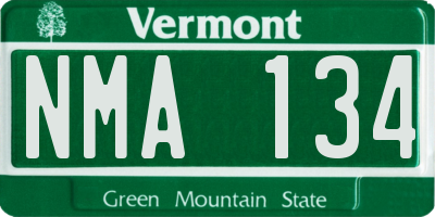 VT license plate NMA134
