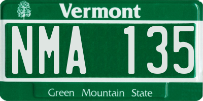 VT license plate NMA135