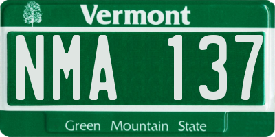 VT license plate NMA137