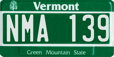 VT license plate NMA139